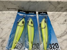 Lot Of 3 Nomad Deisgn Ridgeback Deep Jig Series Chartreuse White Glow