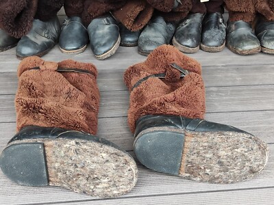Winter Soviet Leather Boots Northern Pilot Natural Fur Унты