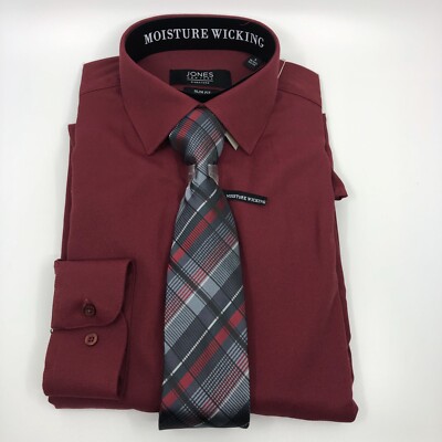 Jones New York Signature Men's Dress Shirt & TIE Slim Fit Wrinkle Free |  eBay