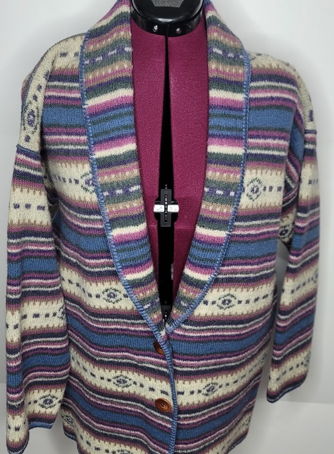 Vintage ALPS Fine Women's Apparel Cardigan Sweater Southwest 100 Wool