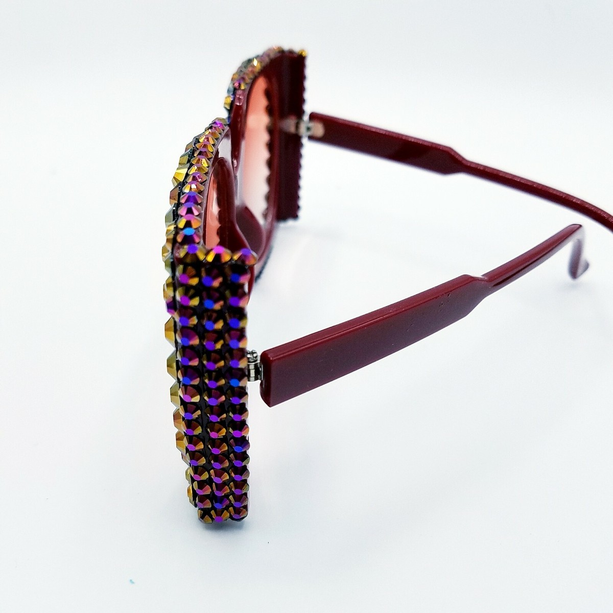 Women\'s Red Patterned Oversized Sunglasses with Rhinestone Detail Womens Oversized Rhinestone sunglasses Red Rhinestones fancy  main image 3