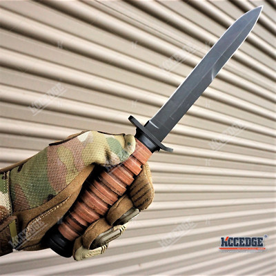 11 3/4'' WWII M3 FIXED BLADE FIGHTING TRENCH KNIFE -No Bayonet- STACKED LEATHER