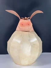 Vtg Pig Piggy Country Primitive Farmhouse Decor Metal Flower Holder 12.5"x8.75"