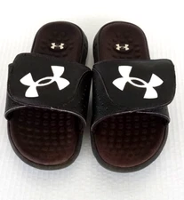 Sz 5Y Under Armour Youth Slides Slip On Foam Sandals Black 3026036-001 UA Ignite