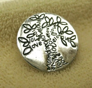 Vintage Mothers Day Small Solid Sterling Sliver Round Love Tree Pendant 925