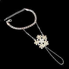 Handschmuck Ring Sklavenarmband Strass Handkette Armband mit Ring Brautschmuck