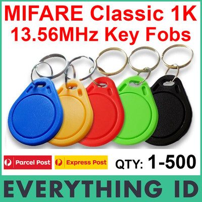 MIFARE CLASSIC 1K S50 13.56MHz KEY TAG FOB ISO14443A CHIP CARD FOBS RFID NXP NFC