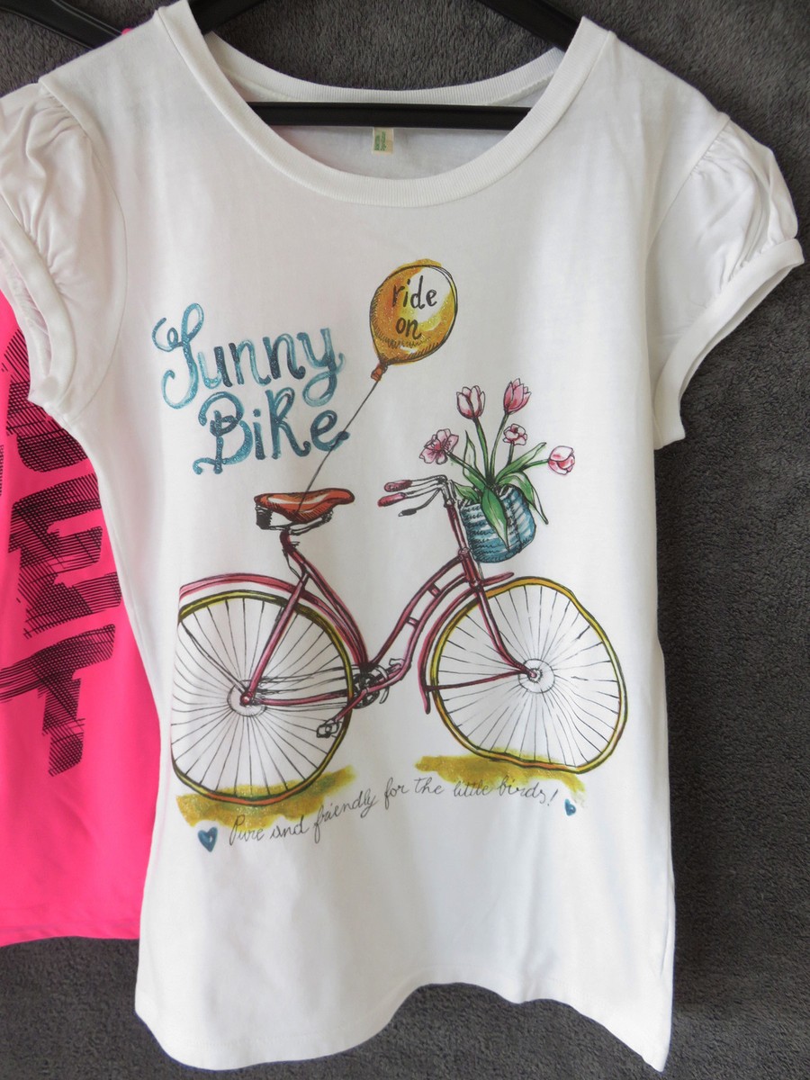 Lot De 3 T-shirts Pour Fille Taille 10 Ans - Domyos, Benetton, Guess - Occasion Très Bon état