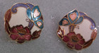 Vintage Cloisonne Goldtone & Enamel Flower/Butterfly Pierced Earrings