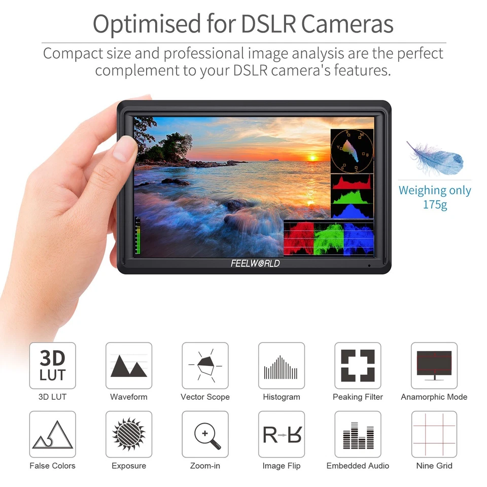 FEELWORLD FW568 V3 6in DSLR Monitor 4K HDMI 3D LUT Full HD for Accurate Color - Image 4 of 4