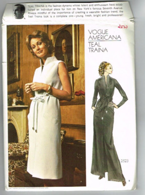 Teal Traina Vogue Americana 1074 Pattern Evening Dress Jacket SZ 12 1970's VTG