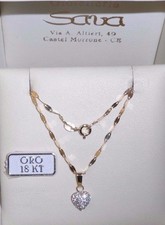 NOVITA' Collana specchiata e ciondolo cuore in oro giallo 750 18 kt NEW 