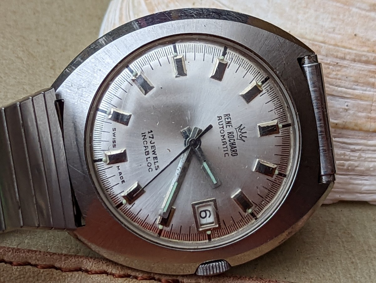 Vintage Rene Rochard All SS Watch w/Divers Case,AS 1862/63  display picture 2
