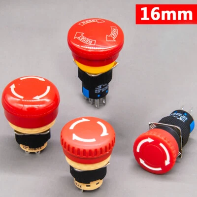 16mm Not-Aus Schalter Pilzschalter Druckschalter Taster Drehentriegelung LA16-ZS