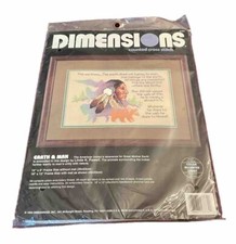 New Dimensions 1994 Counted Cross Stitch Earth  Man Native American Quote