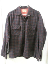 Wool o' The West Richman Brothers plaid wool blend shirt  M button front VTG