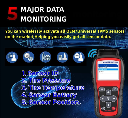 Autel MaxiTPMS TS508WF TPMS Programming Reset OBD II Tool Up of TS508/TS601 - Picture 5 of 8