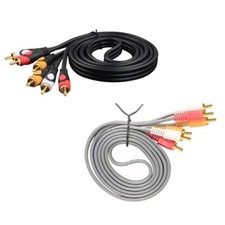 3 RCA Male to 3 RCA Male Audio Video Cable TV VCR DVD Composite Multi-Pack LOT