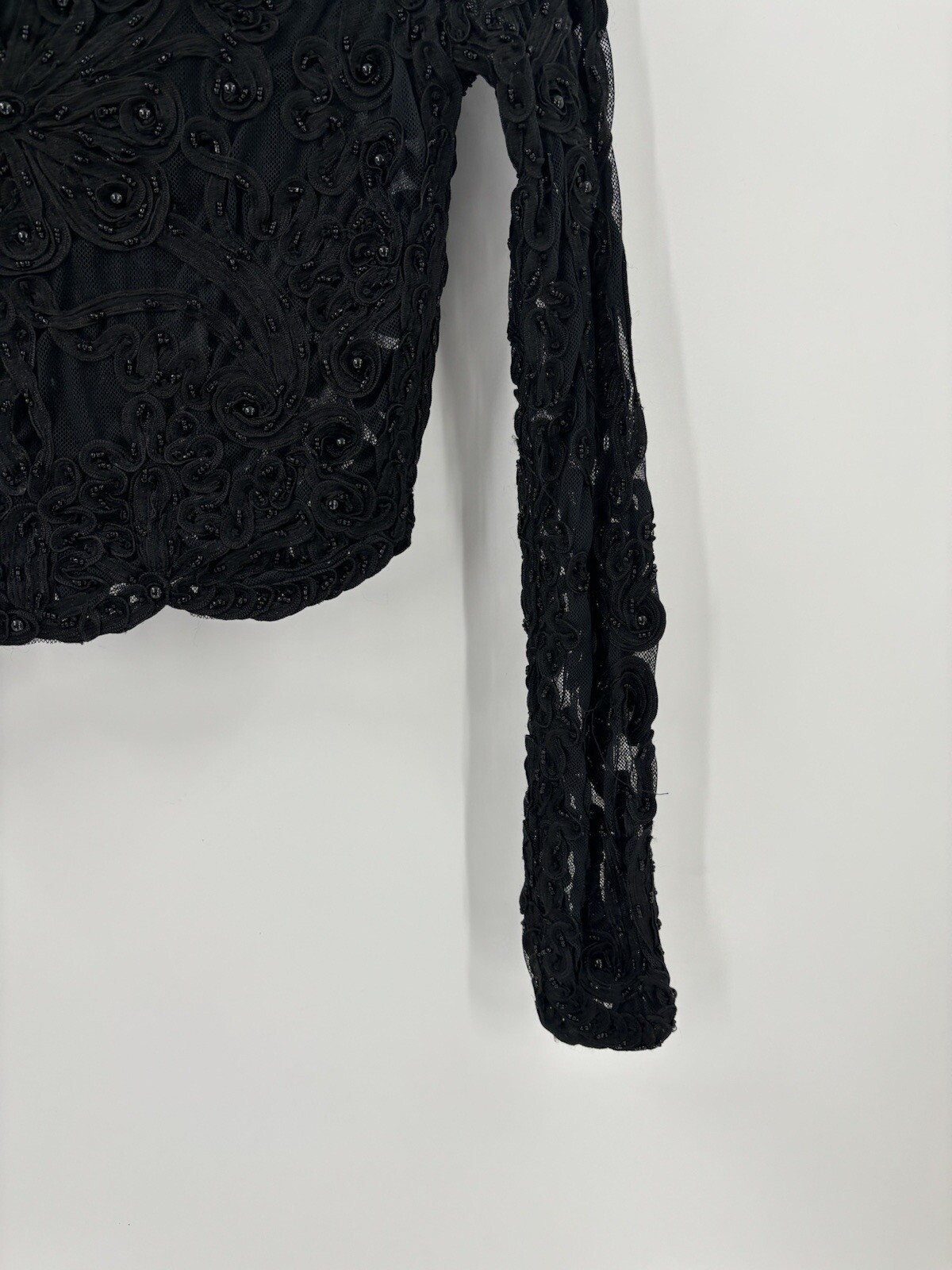 Cache Jacket Womens Medium Black Sheer Beaded But… - image 13