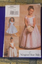 Vogue for Me girls bridesmaid dress pattern sz 6,7.8 uncut pageant