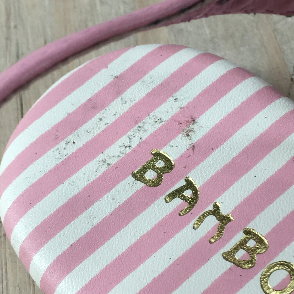 Sandalias de bambú para mujer 8 informales a rayas puntera planas con tira trasera rosa imitación cuero Foto 4 de 4