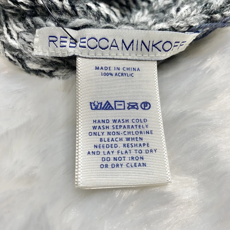 Rebecca Minkoff Black & Gray Melange Knit Scarf NEW Oversized $88 Space Dye - Image 3 of 4