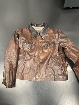 Custom Made Vintage Leather Flight Jacket Size 56   New