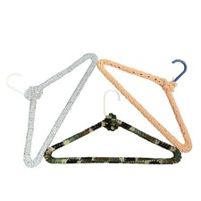 Vintage Crochet Covered Clothes Hangers Set of 3 Peach Camo Gray