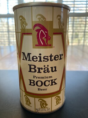 Meister Brau Bock Beer, SS PT BO, Good Empty Indoor Can, Minor Top Rim Dent