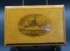 Antique J &P Coats Spool Cotton Thread Box Depicting Spanish Am ~ New York USN 