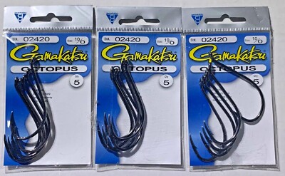 3 PACKS Gamakatsu Octopus 02420 Size 10/0   15 Hooks Total  