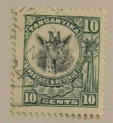 Tanganyika Stamp 1925/1926 Postage & Revenue 10 Cents Jade