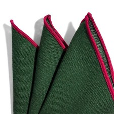 Green Red Linen/Cotton Pocket Square