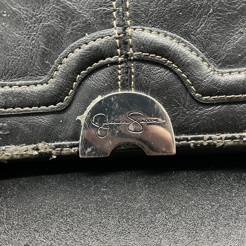 Jessica Simpson Wristlet Wallet Black/Grey Zip And Button Closure - Image 2 of 4