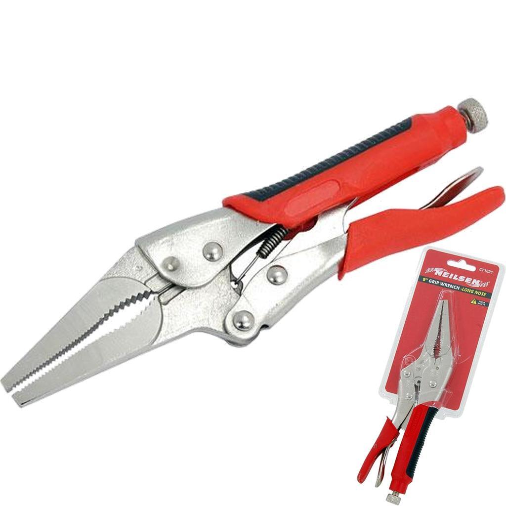 225mm Long Nose Self Locking Grips Mole Gripping Adjustable Pliers 9"" CT1021