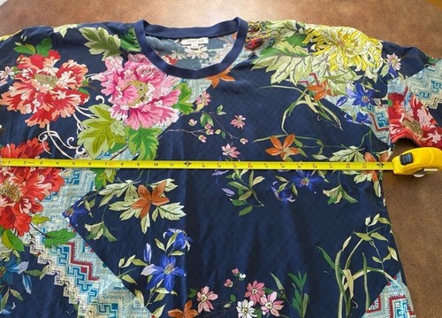 Johnny Was Womens Carolyn Short Set Large Floral 100% Silk Sleep Shirt & Shorts - Picture 5 of 9