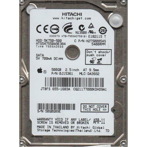 Hgst Travelstar 5k750 Hts547550a9e384 500 Gb 2.5インチ 内部ハードD 