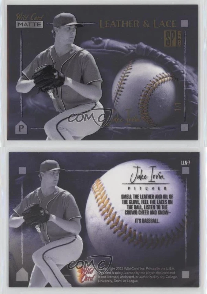 2022 Wild Card Matte SP Exclusive Leather & Lace Blue/Gold 1/1 Jake Irvin 8o1 - Image 3 of 3