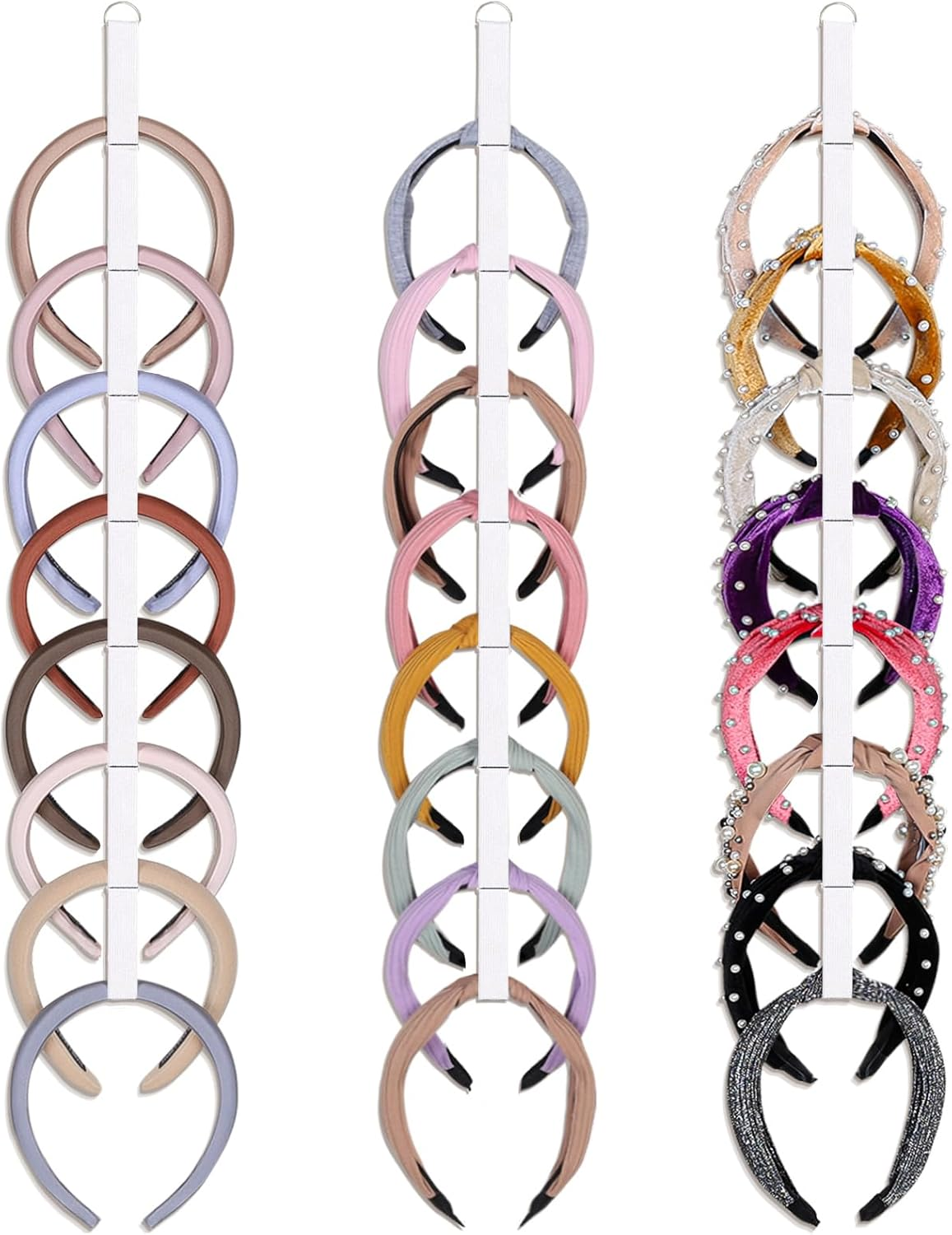 3 PCS Headband Holder Organizer for Girl,Hanging Hairband Storage White-3pcs