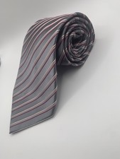 Geoffrey Beene Pink And White 100 Silk Mens Tie Stripped