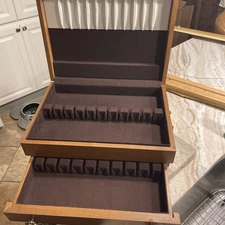 Vintage Oak Wooden Flatware Silverware 1 DRAWER CHEST Box Anti-Tarnish