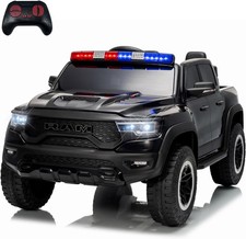 Electric 12V Battery Kids Ride On Police Car 4 Wheel Truck w/ Remote Control LED