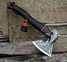 Custom Handmade Carbon Steel Blade Bearded Viking Axe - Hunting Axe Camping Axe
