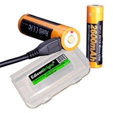 2 Pack Fenix ARB-L18-2600U direct USB rechargeable 2600mAh Li-ion battery