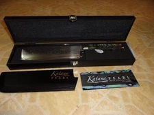 Grunwerg Katana Pearl Nakiri Knife Damascus Steel Blade 18 Cm