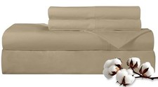 300 Thread Count 100 Long Staple Combed Cotton Sheet Set - 4 Piece King Beige