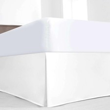 Full Bed Skirt with Split Corners, 16 Inch Drop Pleated Dust Ruffle, Tailored...