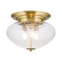 Deckenleuchte Messing Massiv Glas D: 40 Cm Rund In Bronze E27 3-Flammig