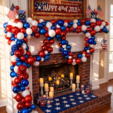 6Ft Patriotic Red White Blue Ball Garland 4Th of July Garland 250Th Anniversary