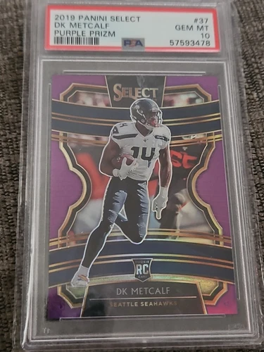 2019 Select DK Metcalf Purple Prizm Rc /75 PSA 10
